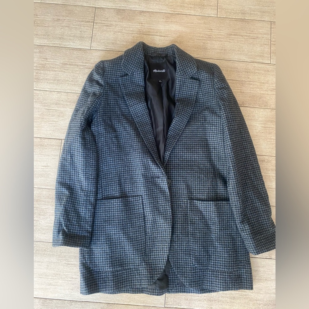 Madewell blue plaid blazer size XS